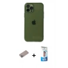 MARSİLYAN™- iPhone 12 Pro Max Kılıf Ahenk Doku - Siyah 5D Eko Cam Ekran Koruyucu + Shine Kamera Lens Koruma Cam - SABE
