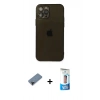 MARSİLYAN™- iPhone 12 Pro Max Kılıf Ahenk Doku - Siyah 5D Eko Cam Ekran Koruyucu + Siyah Shine Kamera Lens Koruma Cam