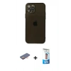 MARSİLYAN™- iPhone 12 Pro Max Kılıf Ahenk Doku - Siyah 5D Eko Cam Ekran Koruyucu + Renkli Kamera Lens Koruma Cam - TU