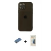 MARSİLYAN™- iPhone 12 Pro Max Kılıf Ahenk Doku - Siyah 6D Mat Seramik Hayalet Nano Ekran Koruyucu + Shine Kamera Lens Koruma Cam - GD