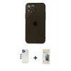 MARSİLYAN™- iPhone 12 Pro Max Kılıf Ahenk Doku - Siyah 6D Mat Seramik Hayalet Nano Ekran Koruyucu + Shine Kamera Lens - LT