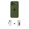 MARSİLYAN™- iPhone 12 Pro Max Kılıf Ahenk Doku - Siyah 6D Mat Seramik Hayalet Nano Ekran Koruyucu + Shine Kamera Lens - LT