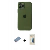 MARSİLYAN™- iPhone 12 Pro Max Kılıf Ahenk Doku - Siyah 6D Mat Seramik Hayalet Nano Ekran Koruyucu + Pembe Shine Kamera Lens Koruma Cam