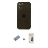 MARSİLYAN™- iPhone 12 Pro Max Kılıf Ahenk Doku - Siyah 6D Mat Seramik Hayalet Nano Ekran Koruyucu + Pembe Shine Kamera Lens Koruma Cam