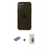 MARSİLYAN™- iPhone 12 Pro Max Kılıf Ahenk Doku - Siyah 6D Mat Seramik Hayalet Nano Ekran Koruyucu + Renkli Kamera Lens Koruma Cam - PE