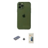 MARSİLYAN™- iPhone 12 Pro Max Kılıf Ahenk Doku - Siyah 6D Mat Seramik Hayalet Nano Ekran Koruyucu + Sarı Renkli Kamera Lens Koruma Cam