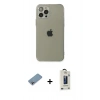MARSİLYAN™- iPhone 12 Pro Max Kılıf Ahenk Doku - Siyah Bilvis Hayalet Cam Ekran Koruyucu + Shine Kamera Lens Koruma Cam - GI