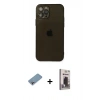 MARSİLYAN™- iPhone 12 Pro Max Kılıf Ahenk Doku - Siyah Bilvis Hayalet Cam Ekran Koruyucu + Shine Kamera Lens Koruma Cam - GI