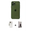 MARSİLYAN™- iPhone 12 Pro Max Kılıf Ahenk Doku - Siyah Bilvis Hayalet Cam Ekran Koruyucu + Shine Kamera Lens - GD
