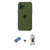 MARSİLYAN™- iPhone 12 Pro Max Kılıf Ahenk Doku - Siyah Bilvis Hayalet Cam Ekran Koruyucu + Shine Kamera Lens Koruma Cam - GD