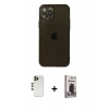 MARSİLYAN™- iPhone 12 Pro Max Kılıf Ahenk Doku - Siyah Bilvis Hayalet Cam Ekran Koruyucu + Shine Kamera Lens - GD