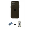 MARSİLYAN™- iPhone 12 Pro Max Kılıf Ahenk Doku - Siyah Bilvis Hayalet Cam Ekran Koruyucu + Shine Kamera Lens Koruma Cam - GD