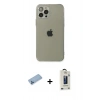 MARSİLYAN™- iPhone 12 Pro Max Kılıf Ahenk Doku - Siyah Bilvis Hayalet Cam Ekran Koruyucu + Shine Kamera Lens Koruma Cam - MI