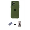MARSİLYAN™- iPhone 12 Pro Max Kılıf Ahenk Doku - Siyah Bilvis Hayalet Cam Ekran Koruyucu + Metal Kamera Lens Koruma Cam - GD