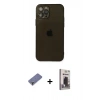 MARSİLYAN™- iPhone 12 Pro Max Kılıf Ahenk Doku - Siyah Bilvis Hayalet Cam Ekran Koruyucu + Metal Kamera Lens Koruma Cam - GD