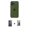 MARSİLYAN™- iPhone 12 Pro Max Kılıf Ahenk Doku - Siyah Bilvis Hayalet Cam Ekran Koruyucu + Neon Fosforlu Kamera Lens - BZ