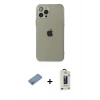 MARSİLYAN™- iPhone 12 Pro Max Kılıf Ahenk Doku - Siyah Bilvis Hayalet Cam Ekran Koruyucu + Shine Kamera Lens Koruma Cam - GS