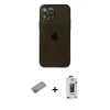 MARSİLYAN™- iPhone 12 Pro Max Kılıf Ahenk Doku - Siyah Bilvis Hayalet Cam Ekran Koruyucu + Shine Kamera Lens Koruma Cam - SABE