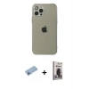 MARSİLYAN™- iPhone 12 Pro Max Kılıf Ahenk Doku - Siyah Bilvis Hayalet Cam Ekran Koruyucu + Shine Kamera Lens Koruma Cam - MI