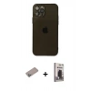 MARSİLYAN™- iPhone 12 Pro Max Kılıf Ahenk Doku - Siyah Bilvis Hayalet Cam Ekran Koruyucu + Shine Kamera Lens Koruma Cam - SABE