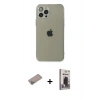 MARSİLYAN™- iPhone 12 Pro Max Kılıf Ahenk Doku - Siyah Bilvis Hayalet Cam Ekran Koruyucu + Shine Kamera Lens Koruma Cam - SABE
