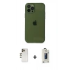 MARSİLYAN™- iPhone 12 Pro Max Kılıf Ahenk Doku - Siyah Bilvis Hayalet Cam Ekran Koruyucu + Shine Kamera Lens - GD