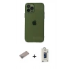 MARSİLYAN™- iPhone 12 Pro Max Kılıf Ahenk Doku - Siyah Bilvis Hayalet Cam Ekran Koruyucu + Shine Kamera Lens Koruma Cam - SABE