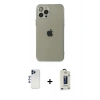 MARSİLYAN™- iPhone 12 Pro Max Kılıf Ahenk Doku - Siyah Bilvis Hayalet Cam Ekran Koruyucu + Shine Kamera Lens - LT