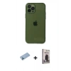 MARSİLYAN™- iPhone 12 Pro Max Kılıf Ahenk Doku - Siyah Bilvis Hayalet Cam Ekran Koruyucu + Shine Kamera Lens Koruma Cam - MI