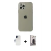 MARSİLYAN™- iPhone 12 Pro Max Kılıf Ahenk Doku - Siyah Bilvis Hayalet Cam Ekran Koruyucu + Shine Kamera Lens - LT