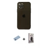 MARSİLYAN™- iPhone 12 Pro Max Kılıf Ahenk Doku - Siyah Bilvis Hayalet Cam Ekran Koruyucu + Shine Kamera Lens Koruma Cam - MI