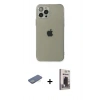 MARSİLYAN™- iPhone 12 Pro Max Kılıf Ahenk Doku - Siyah Bilvis Hayalet Cam Ekran Koruyucu + Renkli Kamera Lens Koruma Cam - YL