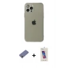 MARSİLYAN™- iPhone 12 Pro Max Kılıf Ahenk Doku - Siyah Joko 5D Cam + Metal Kamera Lens Koruma Cam - GD