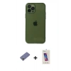 MARSİLYAN™- iPhone 12 Pro Max Kılıf Ahenk Doku - Siyah Joko 5D Cam + Metal Kamera Lens Koruma Cam - GD