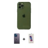 MARSİLYAN™- iPhone 12 Pro Max Kılıf Ahenk Doku - Siyah Joko 5D Cam + Neon Fosforlu Kamera Lens - MI