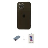 MARSİLYAN™- iPhone 12 Pro Max Kılıf Ahenk Doku - Siyah Joko 5D Cam + Metal Kamera Lens Koruma Cam - KI