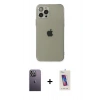 MARSİLYAN™- iPhone 12 Pro Max Kılıf Ahenk Doku - Siyah Joko 5D Cam + Neon Fosforlu Kamera Lens - BZ