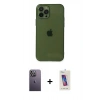 MARSİLYAN™- iPhone 12 Pro Max Kılıf Ahenk Doku - Siyah Joko 5D Cam + Neon Fosforlu Kamera Lens - BZ