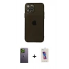 MARSİLYAN™- iPhone 12 Pro Max Kılıf Ahenk Doku - Siyah Joko 5D Cam + Neon Fosforlu Kamera Lens - YL