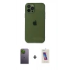 MARSİLYAN™- iPhone 12 Pro Max Kılıf Ahenk Doku - Siyah Joko 5D Cam + Neon Fosforlu Kamera Lens - YL