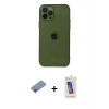 MARSİLYAN™- iPhone 12 Pro Max Kılıf Ahenk Doku - Siyah Joko 5D Cam + Shine Kamera Lens Koruma Cam - PE