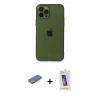 MARSİLYAN™- iPhone 12 Pro Max Kılıf Ahenk Doku - Siyah Joko 5D Cam + Renkli Kamera Lens Koruma Cam - MI
