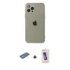 MARSİLYAN™- iPhone 12 Pro Max Kılıf Ahenk Doku - Siyah Joko 5D Cam + Renkli Kamera Lens Koruma Cam - YL