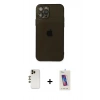 MARSİLYAN™- iPhone 12 Pro Max Kılıf Ahenk Doku - Siyah Joko 5D Cam + Shine Kamera Lens - GD