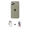 MARSİLYAN™- iPhone 12 Pro Max Kılıf Ahenk Doku - Siyah Joko 5D Cam + Shine Kamera Lens - GD
