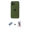 MARSİLYAN™- iPhone 12 Pro Max Kılıf Ahenk Doku - Siyah Joko 5D Cam + Shine Kamera Lens Koruma Cam - GI