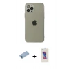 MARSİLYAN™- iPhone 12 Pro Max Kılıf Ahenk Doku - Siyah Joko 5D Cam + Shine Kamera Lens Koruma Cam - MI