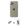 MARSİLYAN™- iPhone 12 Pro Max Kılıf Ahenk Doku - Siyah Joko 5D Cam + Shine Kamera Lens Koruma Cam - SABE