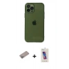 MARSİLYAN™- iPhone 12 Pro Max Kılıf Ahenk Doku - Siyah Joko 5D Cam + Shine Kamera Lens Koruma Cam - SABE