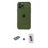 MARSİLYAN™- iPhone 12 Pro Max Kılıf Ahenk Doku - Siyah Joko 5D Cam + Renkli Kamera Lens Koruma Cam - TU